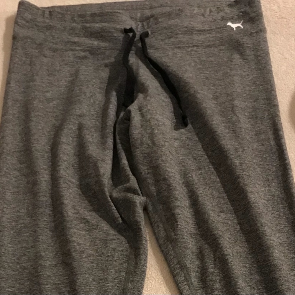Pink by VS gray leggings w/ waistline draw string